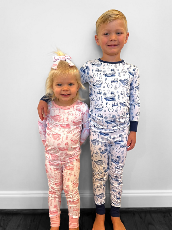 Kids Golf Toile Pajama Set