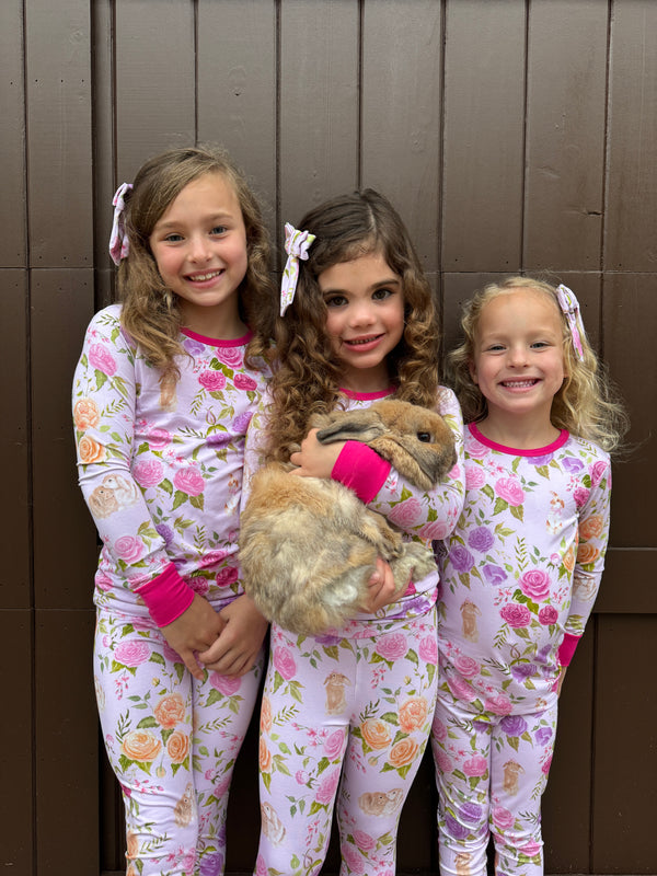 Summer Bunny Floral Pajama Set