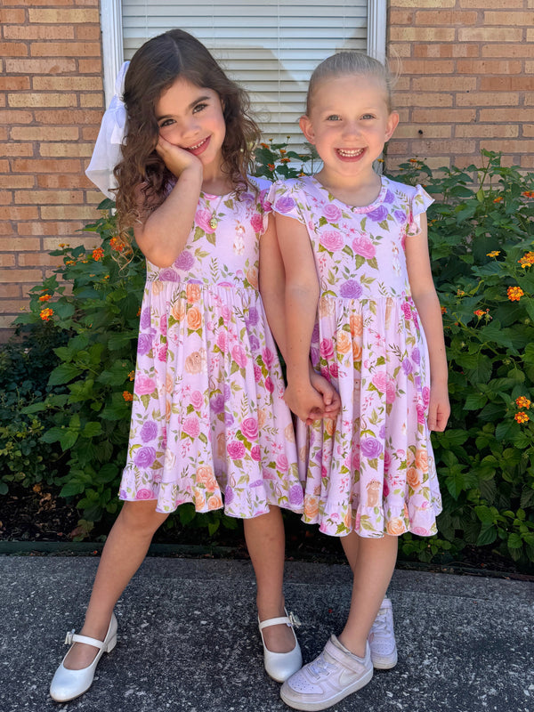Summer Bunny Floral Ruffle Twirl Dress