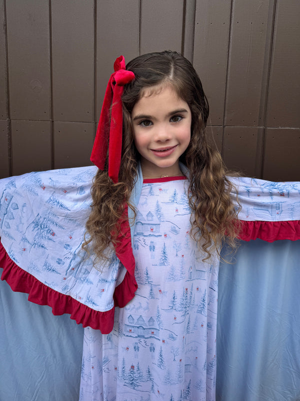 Holiday Toile Ruffled Lush Triple Layered Blanket