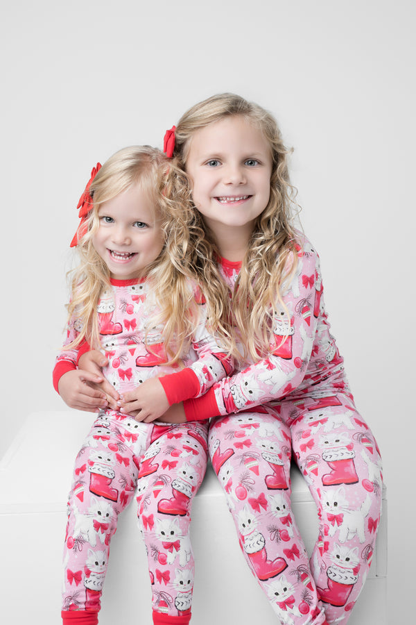 Kids Christmas Kitties Pajama Set